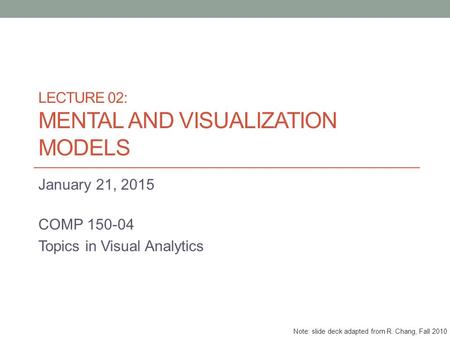 Lecture 02: Mental and visualization models