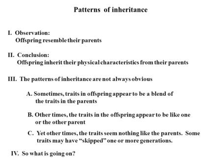 Patterns of inheritance