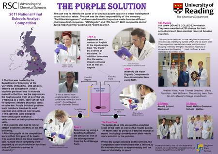 The task was to identify the cause of an unusual purple colour in a waste holding tank on an industrial estate. The tank was the direct responsibility.