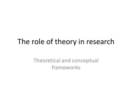 The role of theory in research