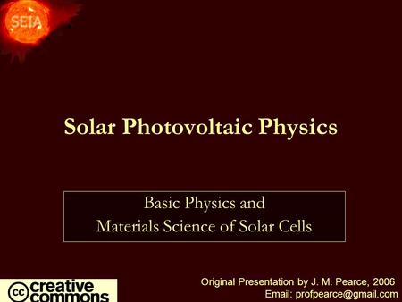 Solar Photovoltaic Physics