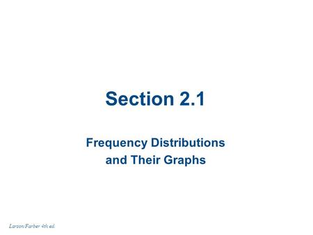 Frequency Distributions