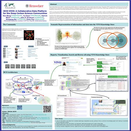 DCO-VIVO: A Collaborative Data Platform for the Deep Carbon Science Communities Han Wang 1 ( ), Yu Chen 1 Patrick West.