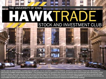 THERE ARE NO WARRANTIES, EXPRESSED OR IMPLIED, AS TO ACCURACY, COMPLETENESS, OR RESULTS OBTAINED FROM ANY INFORMATION DISCUSSED DURING HAWKTRADE MEETINGS.