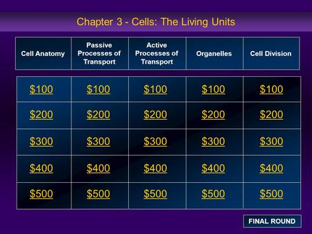 Chapter 3 - Cells: The Living Units