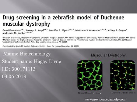 Marine Biotechnology Student name: Hagay Livne I.D: 300171113 03.06.2013 www.providencecanhelp.com.