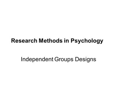 Research Methods in Psychology