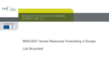 RN4CAST: Human Resources Forecasting in Europe Luk Bruyneel.