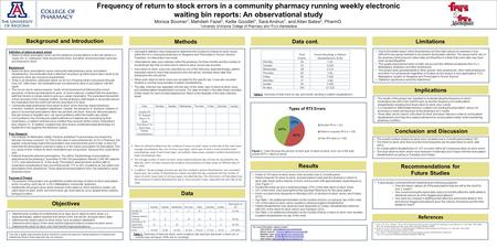 Frequency of return to stock errors in a community pharmacy running weekly electronic waiting bin reports: An observational study Monica Boomer 1, Mahdieh.