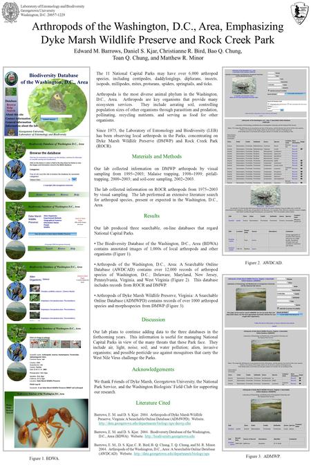 Arthropods of the Washington, D.C., Area, Emphasizing Dyke Marsh Wildlife Preserve and Rock Creek Park Edward M. Barrows, Daniel S. Kjar, Christianne R.