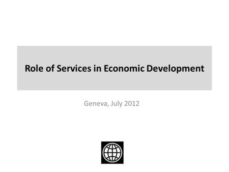 Role of Services in Economic Development