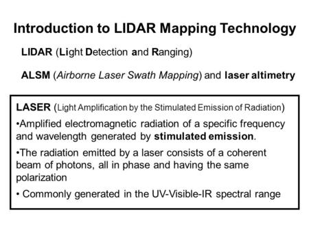 Introduction to LIDAR Mapping Technology