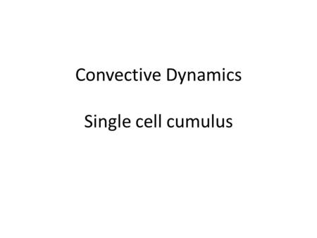 Convective Dynamics Single cell cumulus