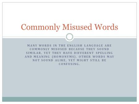 Commonly Misused Words