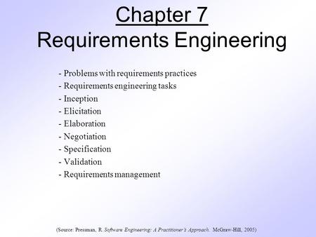 Chapter 7 Requirements Engineering