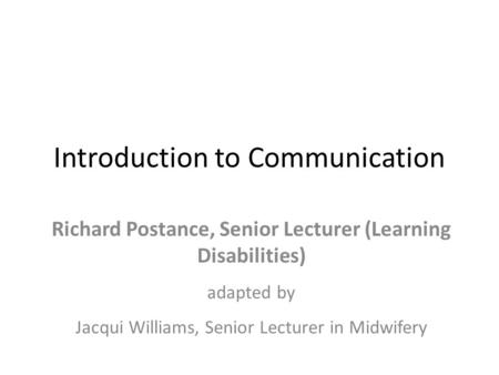 Introduction to Communication