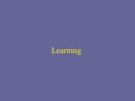 Learning. Adaptation to the Environment Learning—any process through which experience at one time can alter an individual’s behavior at a future time.