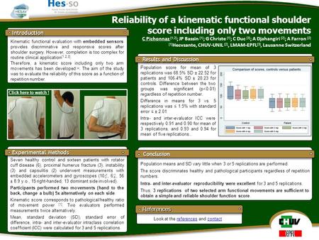 Experimental Methods Experimental Methods Seven healthy control and sixteen patients with rotator cuff disease (6), proximal humerus fracture (3), instability.