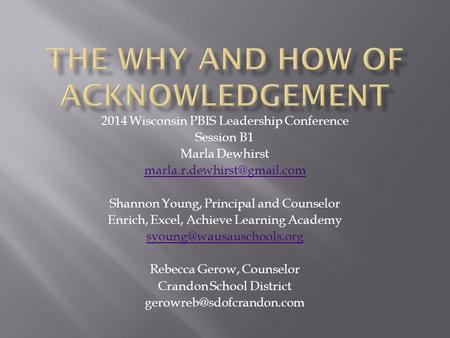 The Why and How of Acknowledgement