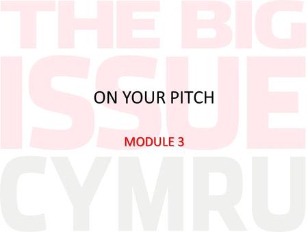 ON YOUR PITCH MODULE 3. OTHER PEOPLE ON THE STREETS As well as yourself, there are lots of other types of people who make a living from the streets. These.