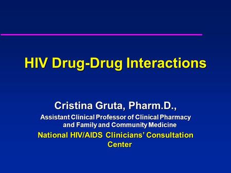 HIV Drug-Drug Interactions