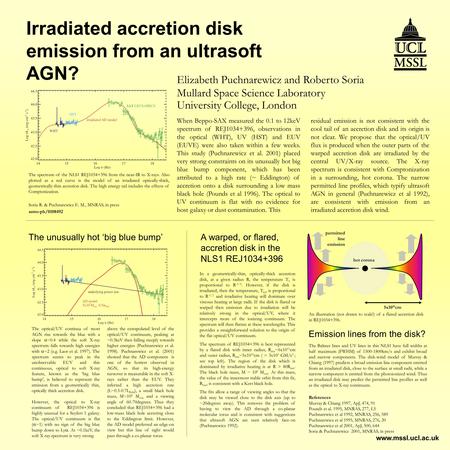 Irradiated accretion disk emission from an ultrasoft AGN? www.mssl.ucl.ac.uk OM The unusually hot ‘big blue bump’ When Beppo-SAX measured the 0.1 to 12keV.