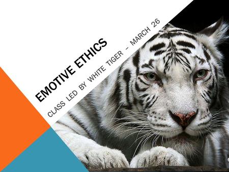 EMOTIVE ETHICS C L A S S L E D B Y W H I T E T I G E R – M A R C H 2 6.