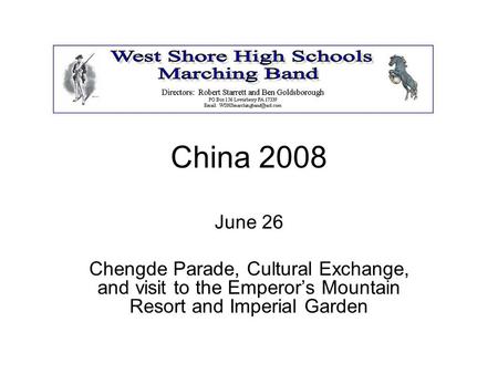 China 2008 June 26 Chengde Parade, Cultural Exchange, and visit to the Emperor’s Mountain Resort and Imperial Garden.