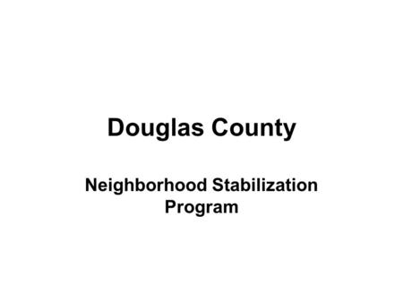 Neighborhood Stabilization Program