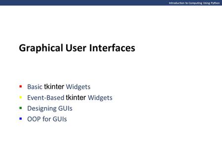 Graphical User Interfaces