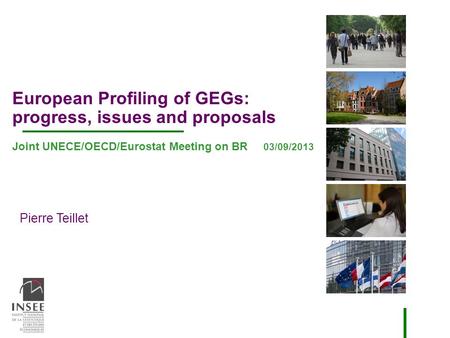 Pierre Teillet European Profiling of GEGs: progress, issues and proposals Joint UNECE/OECD/Eurostat Meeting on BR 03/09/2013.