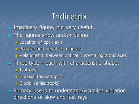 Indicatrix Imaginary figure, but very useful