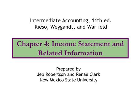 Chapter 4: Income Statement and Related Information