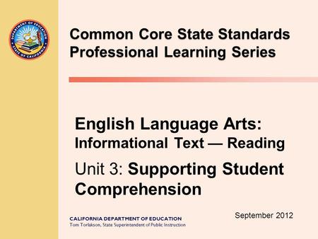 Common Core State Standards Professional Learning Series