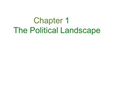 Chapter 1 The Political Landscape