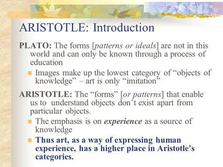 ARISTOTLE: Introduction