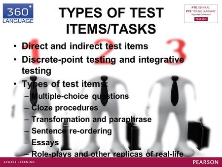 TYPES OF TEST ITEMS/TASKS