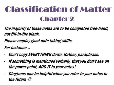 Classification of Matter