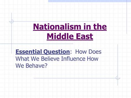 Nationalism in the Middle East