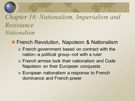 Chapter 18: Nationalism, Imperialism and Resistance Nationalism