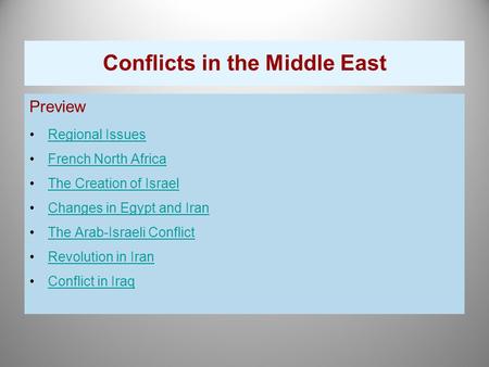 Conflicts in the Middle East