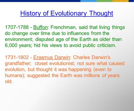 History of Evolutionary Thought