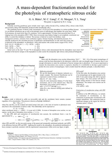 A mass-dependent fractionation model for the photolysis of stratospheric nitrous oxide G. A. Blake a, M. C. Liang b, C. G. Morgan a, Y. L. Yung a This.