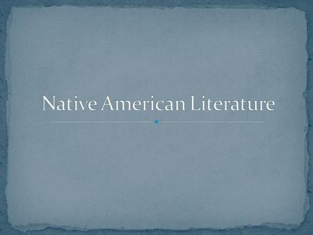 Native American Literature