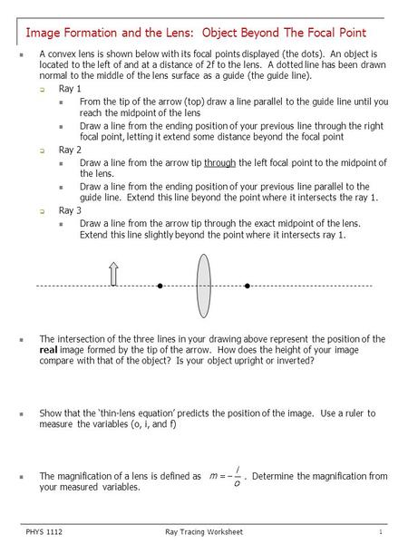 Image Formation and the Lens: Object Beyond The Focal Point