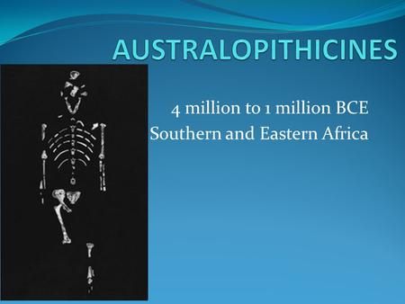 4 million to 1 million BCE Southern and Eastern Africa.