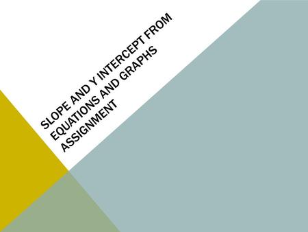 SLOPE AND Y INTERCEPT FROM EQUATIONS AND GRAPHS ASSIGNMENT.