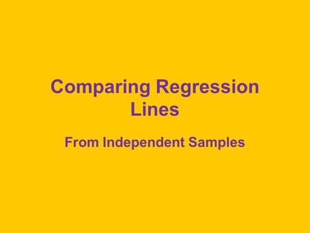 Comparing Regression Lines