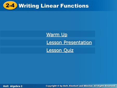 Writing Linear Functions