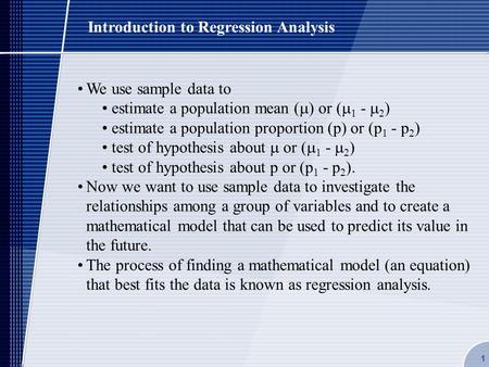 Introduction to Regression Analysis